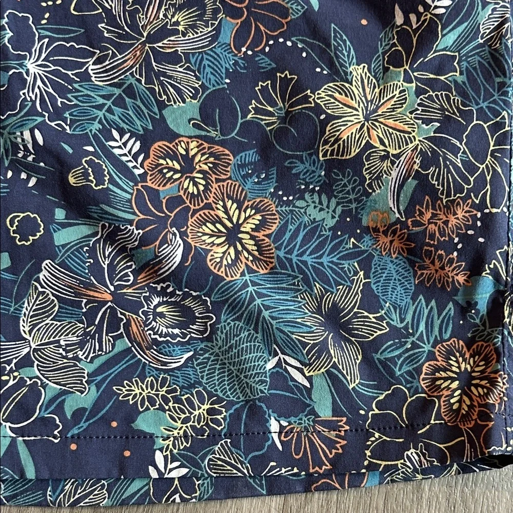 J. Crew Blue and Black Floral Men's Swim Shorts